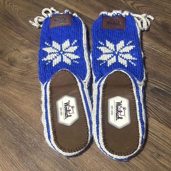 NWOT Woolrich Womens Blue Snowflake Knit Chalet Sock Slippers Size 5-6 - Picture 3 of 6